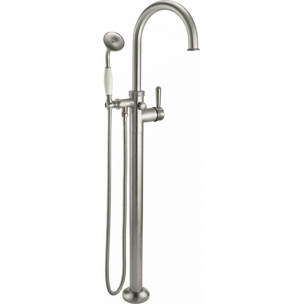 Traditional Single Hole Floor Mount Tub Filler - Arc Spout