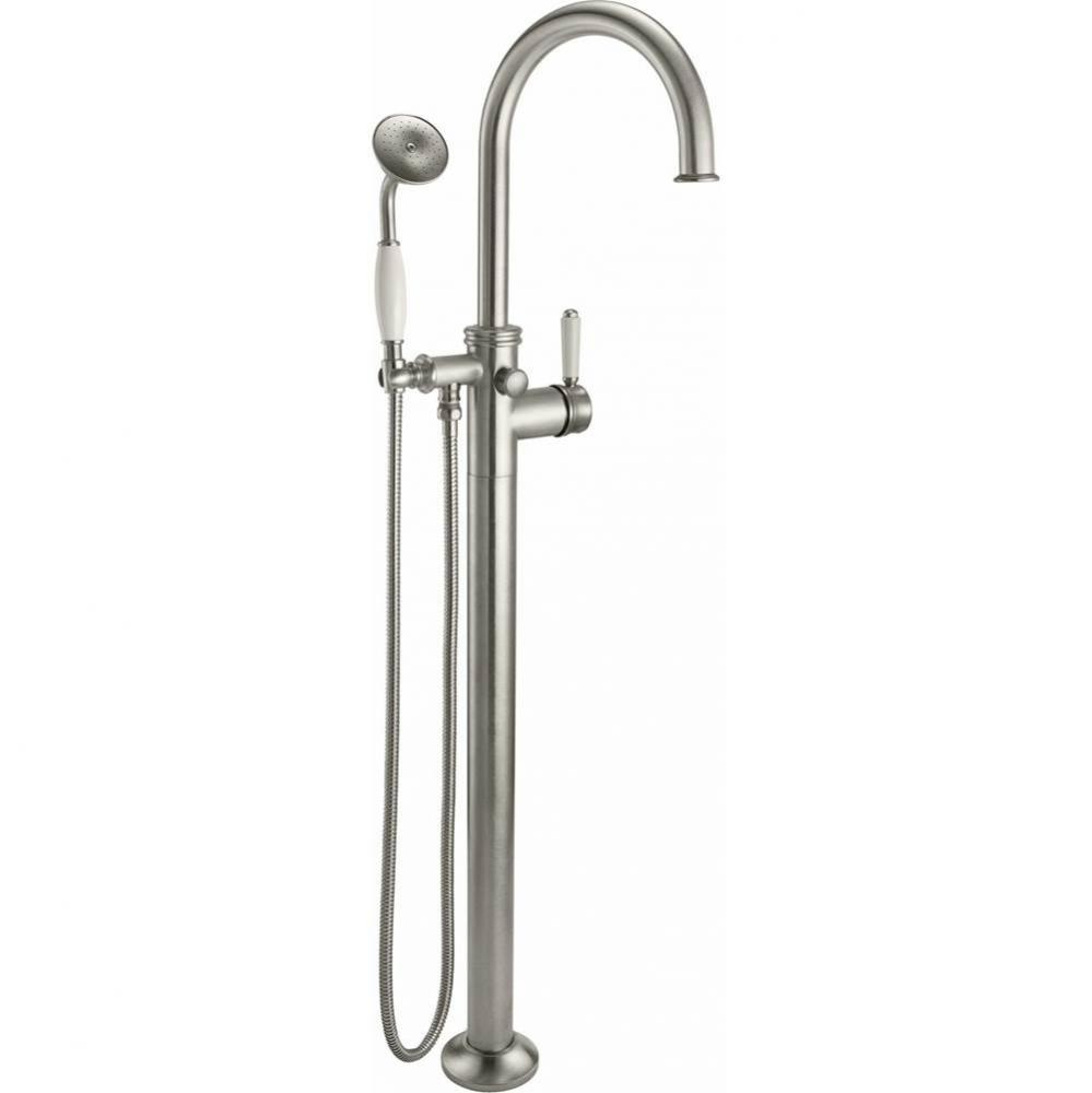 Traditional Single Hole Floor Mount Tub Filler - Arc Spout