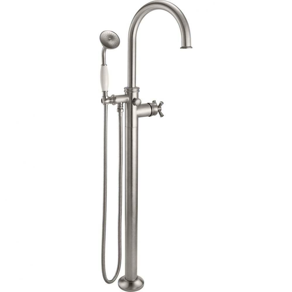 Traditional Single Hole Floor Mount Tub Filler - Arc Spout