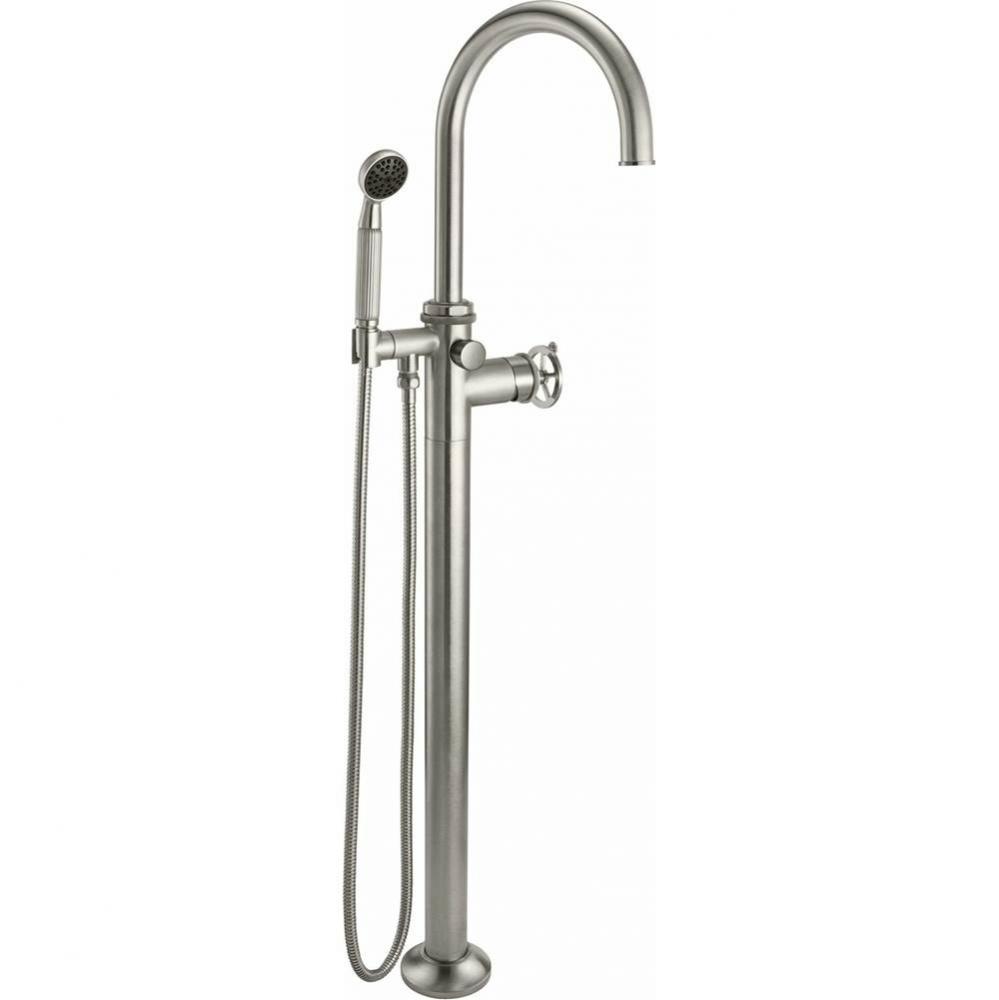 Single Hole Floor Mount Tub Filler- Wheel Handles