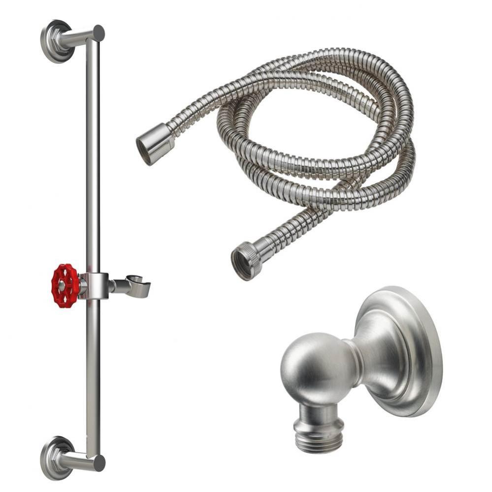 Slide Bar Handshower Kit - Red Wheel Handle with Concave with Hex Base