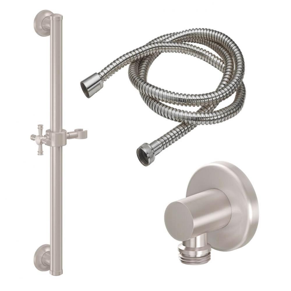24'' Grab Bar Handshower Kit - Smooth Cross Handle with Round Base