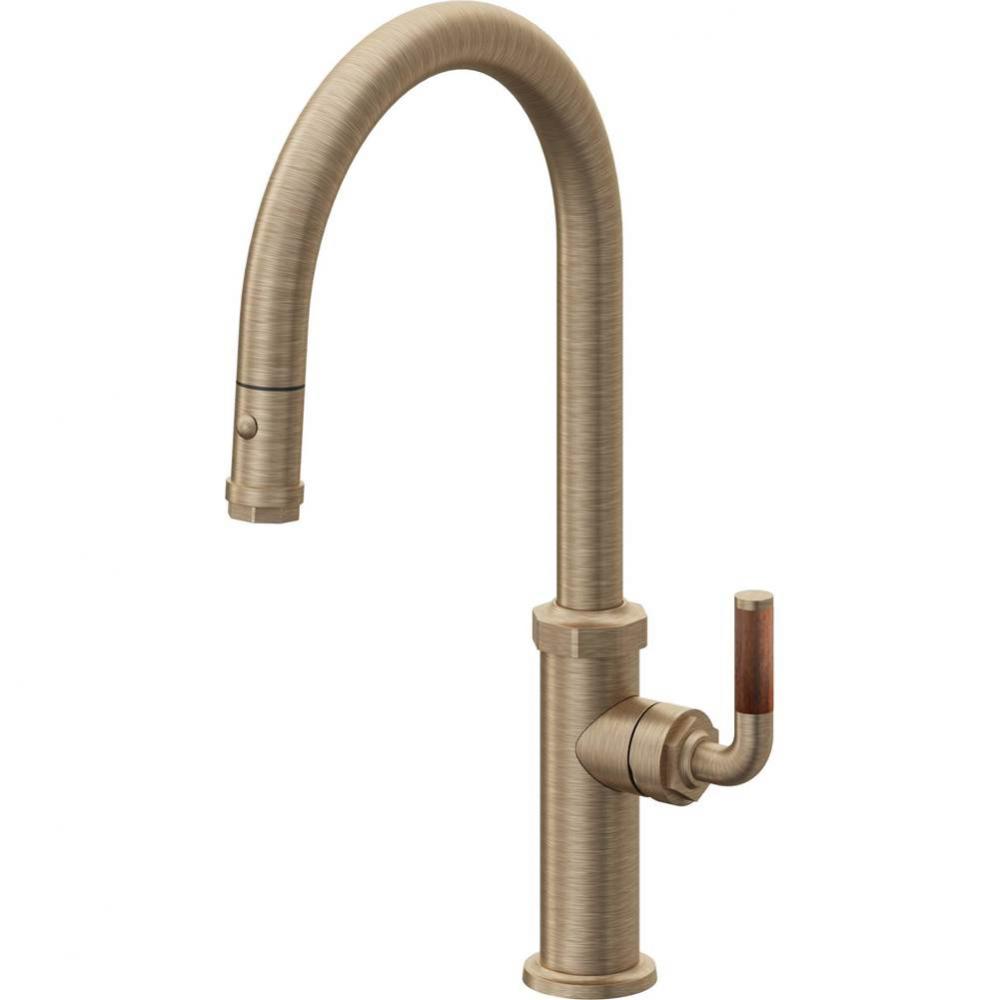 Pull-Down Kitchen Faucet with Button Sprayer - High Arc Spout