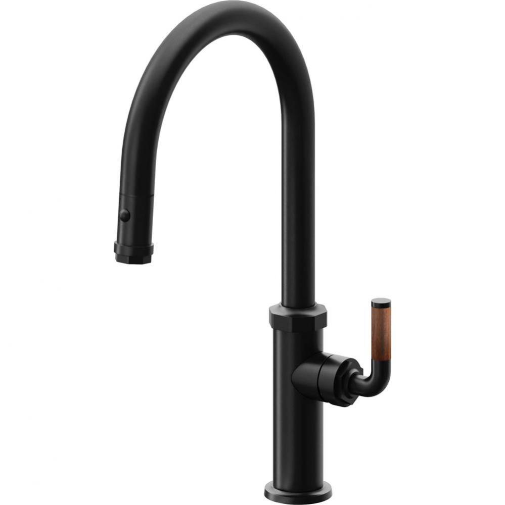 Pull-Down Kitchen Faucet with Button Sprayer - High Arc Spout