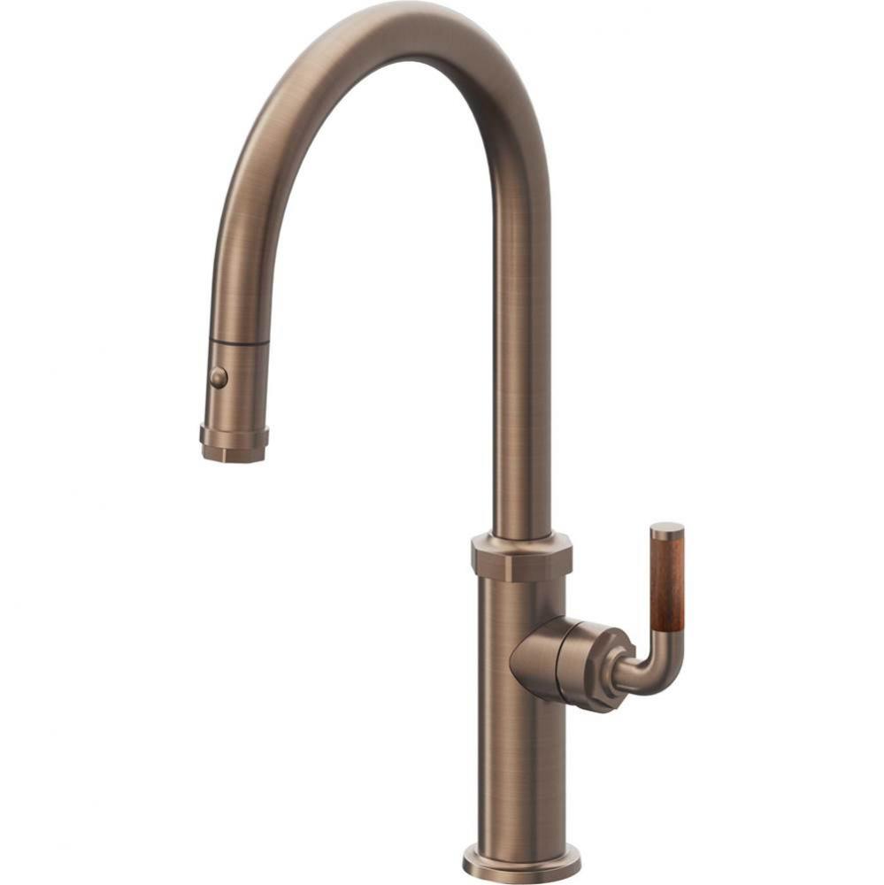 Pull-Down Kitchen Faucet with Button Sprayer - High Arc Spout
