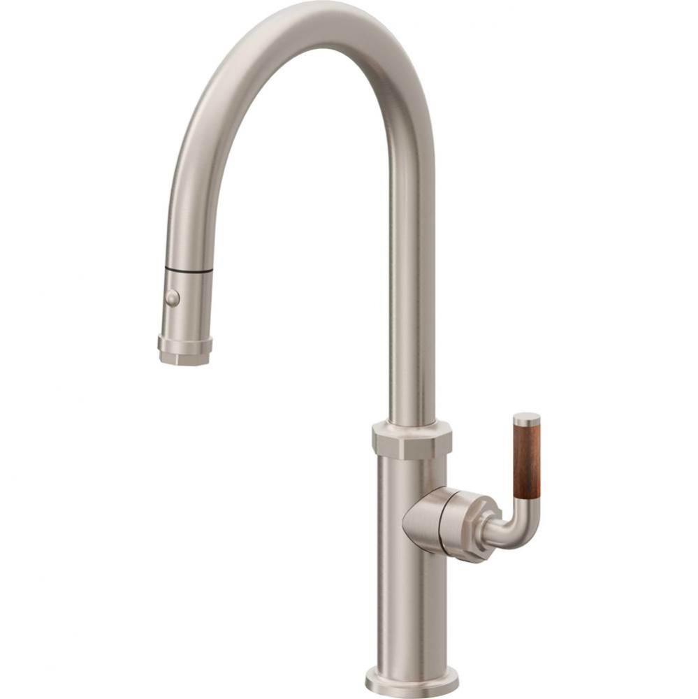 Pull-Down Kitchen Faucet with Button Sprayer - High Arc Spout