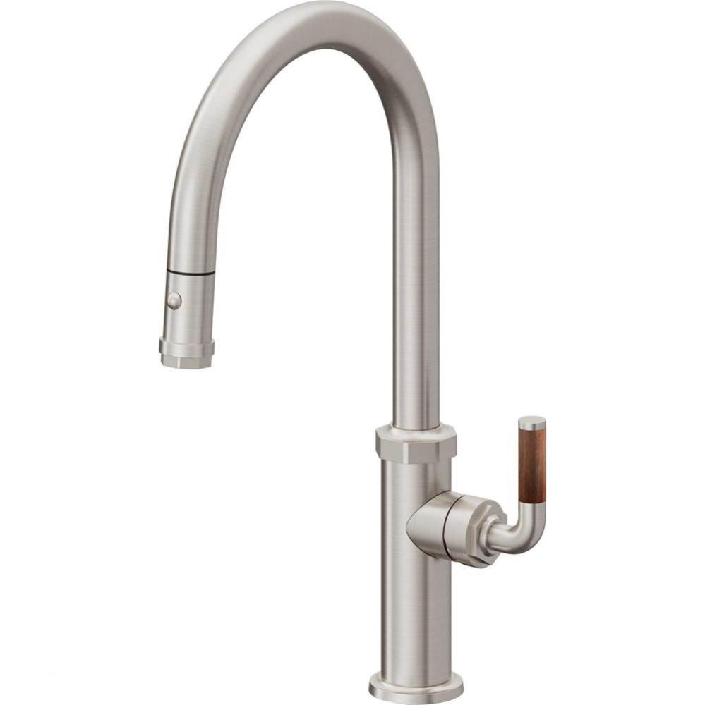 Pull-Down Kitchen Faucet with Button Sprayer - High Arc Spout