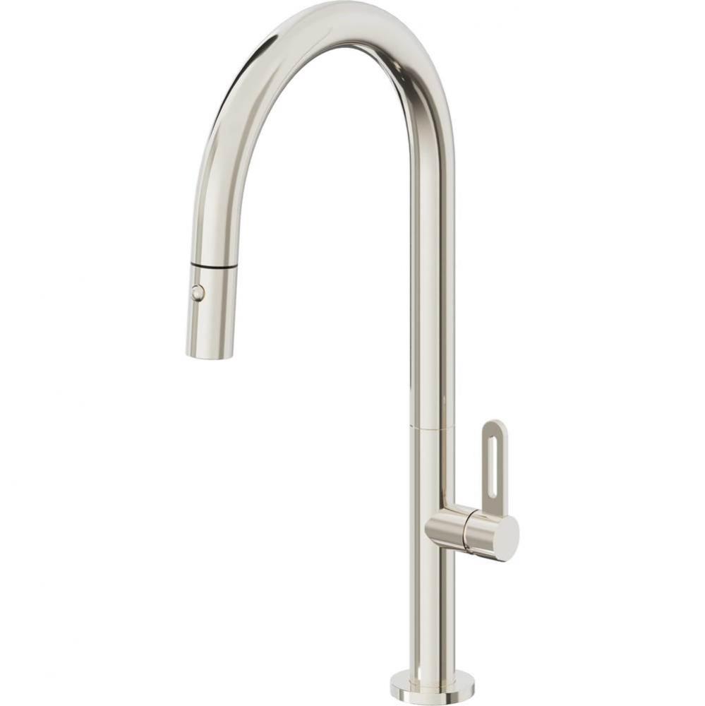 Pull-Down Kitchen Faucet with Button Sprayer  - High Arc Spout