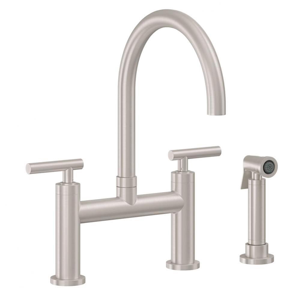 Bridge Kitchen Faucet with Sidespray - Arc Spout
