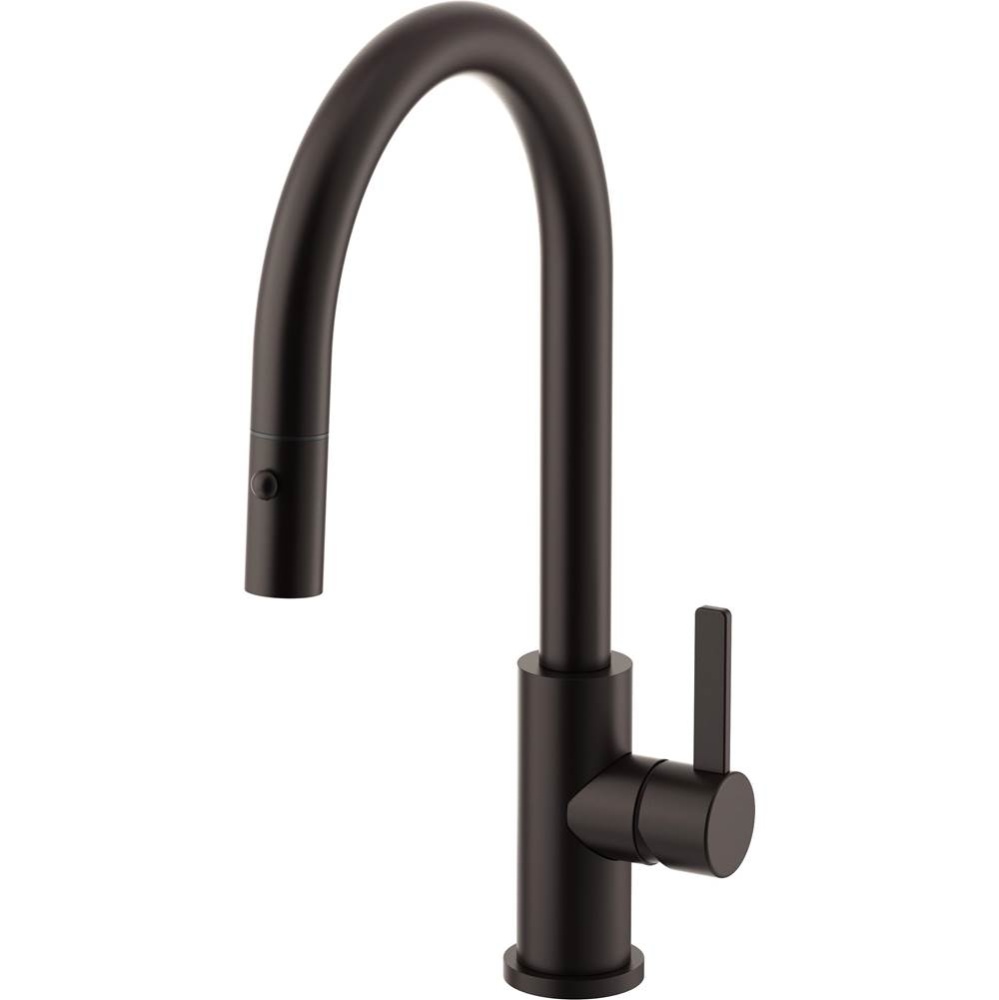 Pull-Down Kitchen Faucet with Button Sprayer - Low Spout