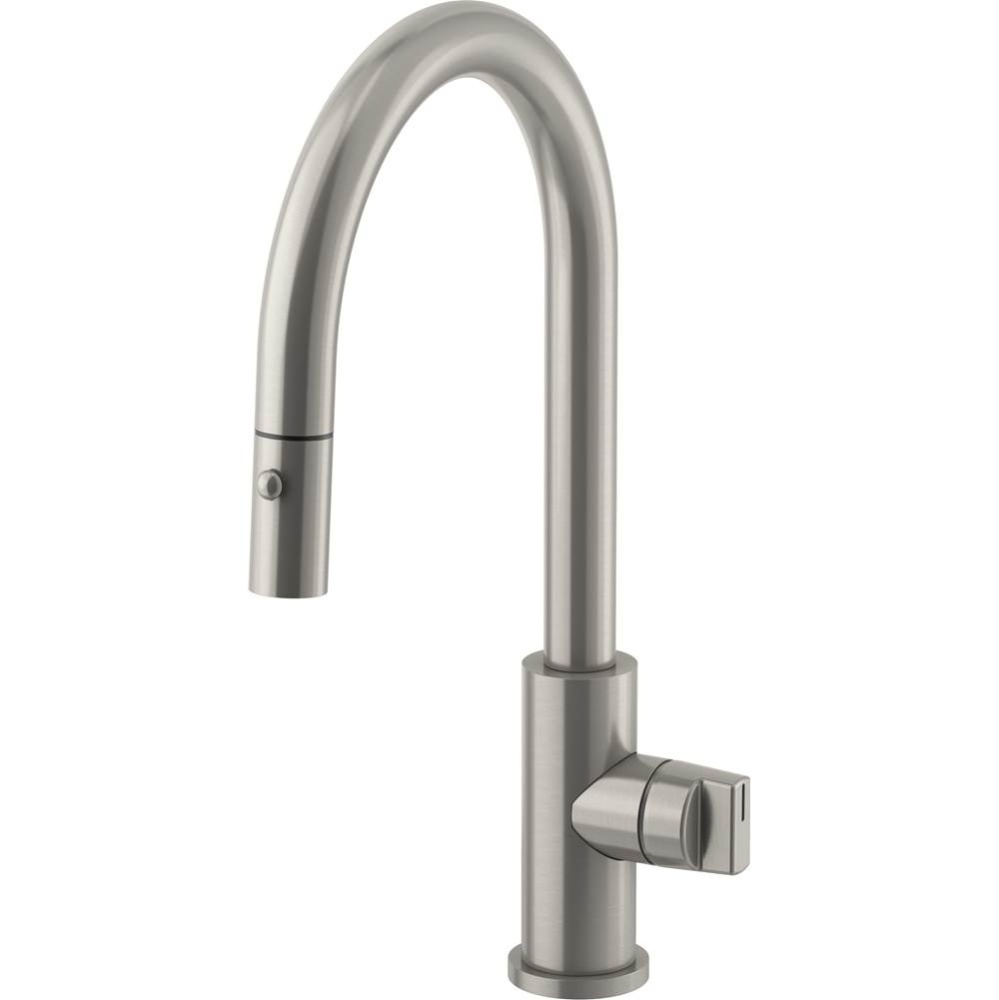 Pull-Down Kitchen Faucet with Button Sprayer - Low Spout
