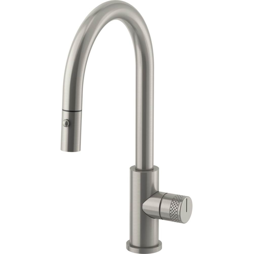 Pull-Down Kitchen Faucet with Button Sprayer - Low Spout