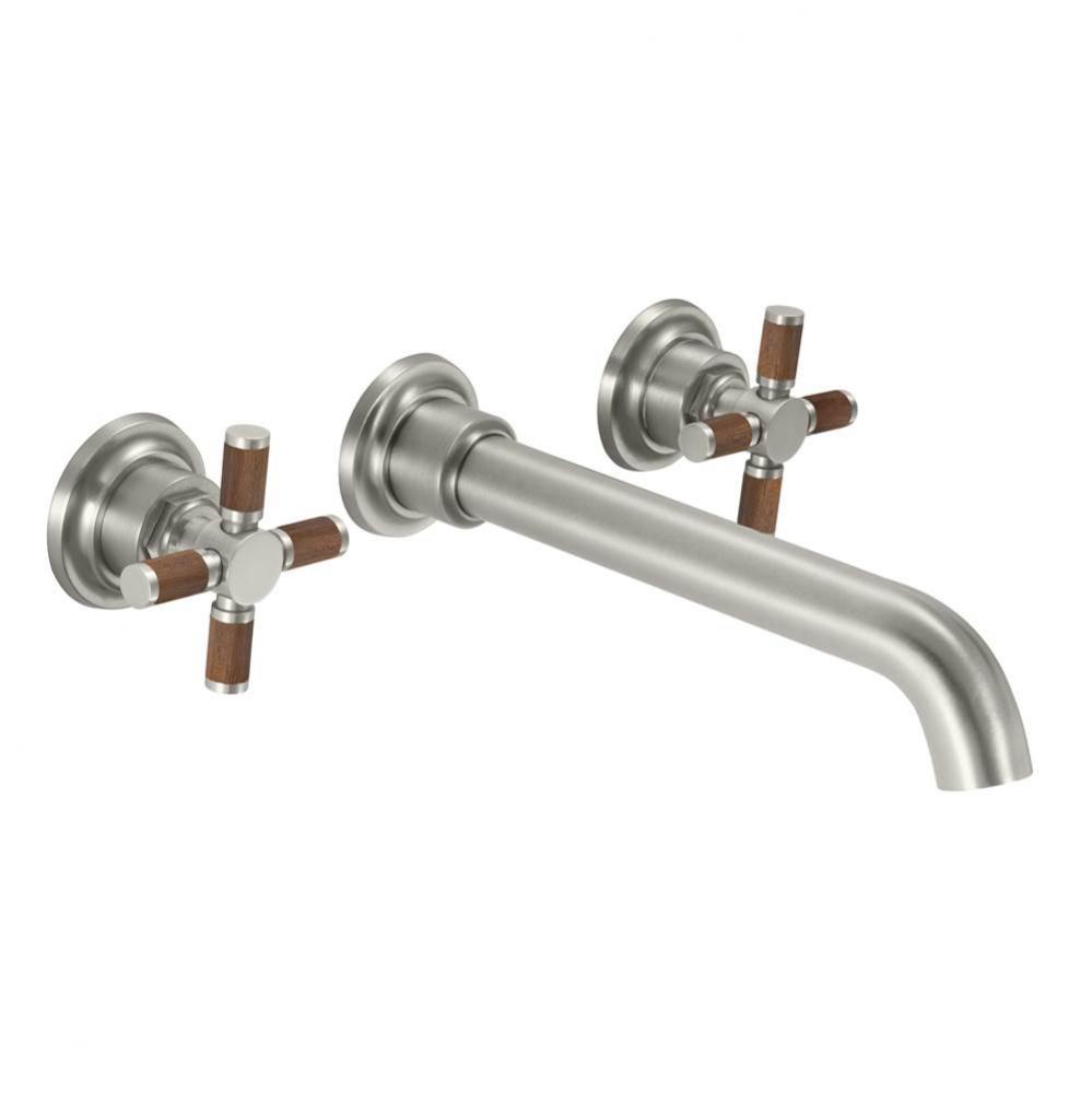 Two Handle Lavatory Wall Faucet Trim Only - Teak Cross Handle