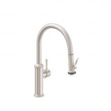 California Faucets K10-102SQ-33-RBZ - Pull-Down Kitchen Faucet with Squeeze Handle Sprayer - Low Spout