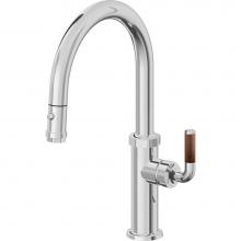 California Faucets K30-102-TL-PC - Pull-Down Kitchen Faucet with Button Sprayer - Low Arc Spout