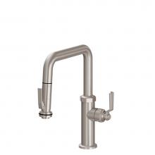 California Faucets K81-103SQ-BL-MOB - Pull-Down Kitchen Faucet with Squeeze Handle Sprayer - Quad Spout