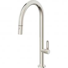 California Faucets K50-100-RB-PN - Pull-Down Kitchen Faucet with Button Sprayer  - High Arc Spout