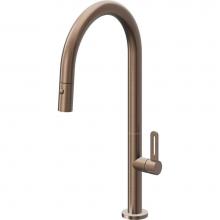 California Faucets K50-100-RB-SBZ - Pull-Down Kitchen Faucet with Button Sprayer  - High Arc Spout
