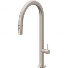 California Faucets K50-100-SST-MWHT - Pull-Down Kitchen Faucet with Button Sprayer  - High Arc Spout