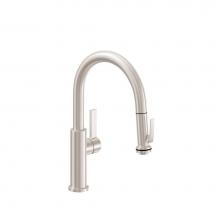 California Faucets K51-102SQ-FB-RBZ - Pull-Down Kitchen Faucet with Squeeze Handle Sprayer - Low Spout