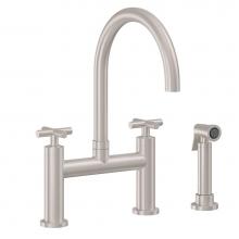 California Faucets K51-120S-65-PC - Bridge Kitchen Faucet with Sidespray - Arc Spout