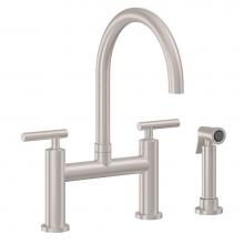 California Faucets K51-120S-66-PC - Bridge Kitchen Faucet with Sidespray - Arc Spout