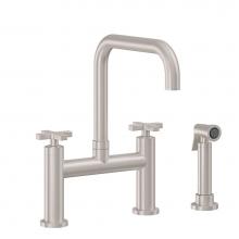 California Faucets K51-123S-45X-PC - Bridge Kitchen Faucet with Sidespray - Quad Spout