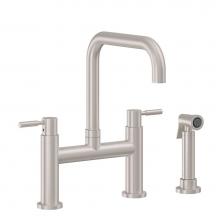 California Faucets K51-123S-62-PC - Bridge Kitchen Faucet with Sidespray - Quad Spout