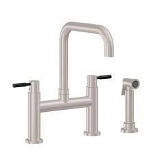 California Faucets K51-123S-62B-PC - Bridge Kitchen Faucet with Sidespray - Quad Spout