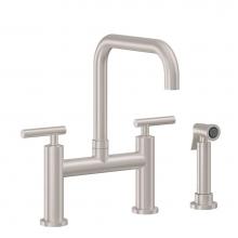 California Faucets K51-123S-66-PC - Bridge Kitchen Faucet with Sidespray - Quad Spout