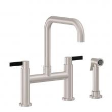 California Faucets K51-123S-E3B-PC - Bridge Kitchen Faucet with Sidespray - Quad Spout