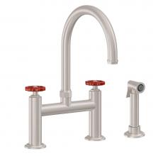 California Faucets K81-120S-RWH-PC - Bridge Kitchen Faucet with Sidespray - Arc Spout
