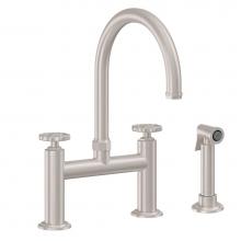 California Faucets K81-120S-WH-PC - Bridge Kitchen Faucet with Sidespray - Arc Spout