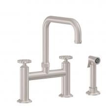 California Faucets K81-123S-WH-PC - Bridge Kitchen Faucet with Sidespray - Quad Spout