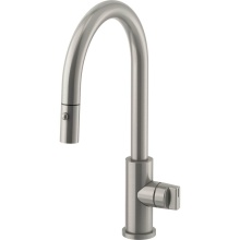 California Faucets K90-102-KA-SSS - Pull-Down Kitchen Faucet with Button Sprayer - Low Spout
