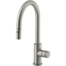 California Faucets K90-102-KD-SSS - Pull-Down Kitchen Faucet with Button Sprayer - Low Spout