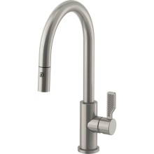 California Faucets K90-102-PT-SSS - Pull-Down Kitchen Faucet with Button Sprayer - Low Spout