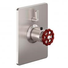 California Faucets TO-THC1L-80WR-MOB - StyleTherm ® Trim Only with Single Volume Control - Red Wheel Handle