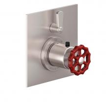 California Faucets TO-THF1L-80WR-MOB - StyleTherm ® Trim Only With Single Volume Control - Red Wheel Handle