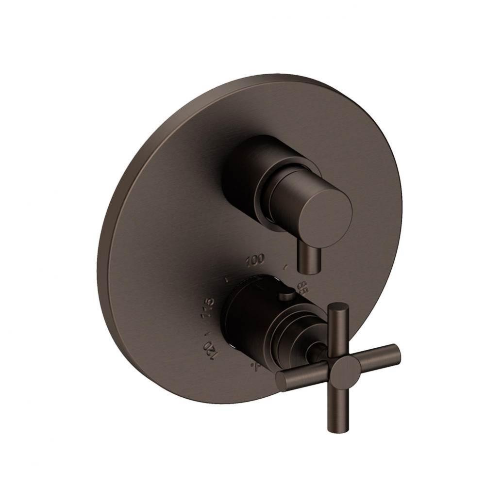 East Linear 1/2'' Round Thermostatic Trim Plate with Handle
