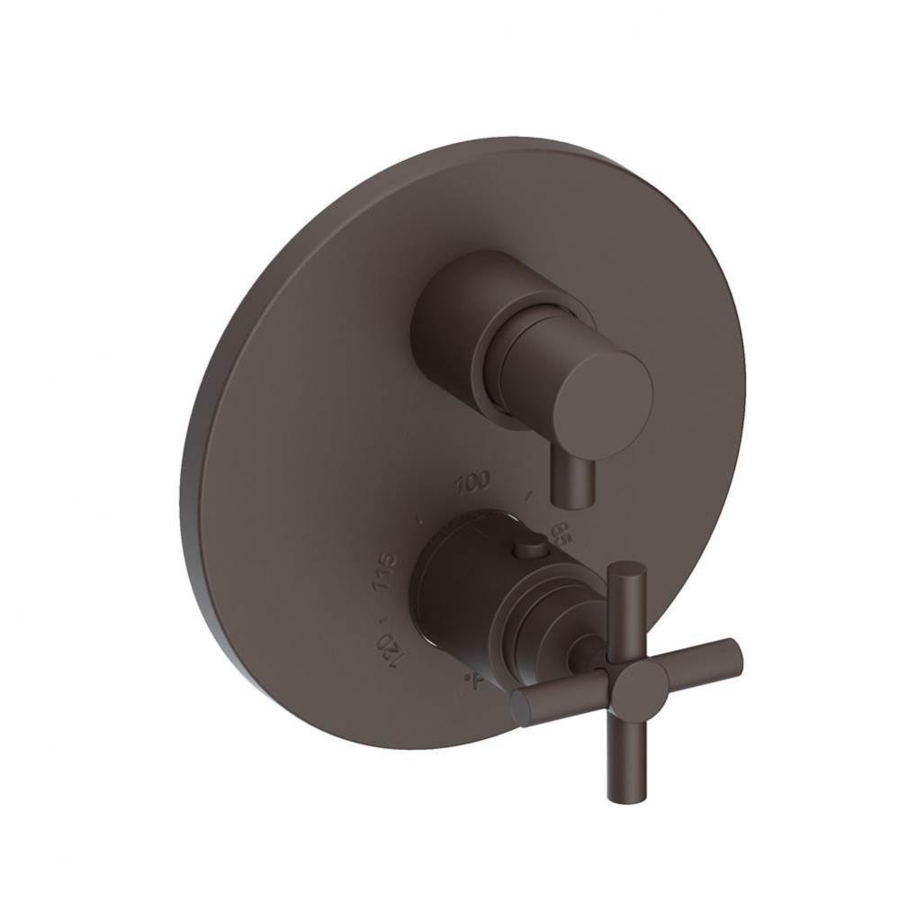East Linear 1/2'' Round Thermostatic Trim Plate with Handle