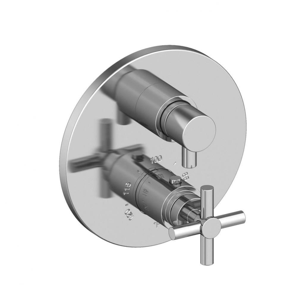 East Linear 1/2'' Round Thermostatic Trim Plate with Handle