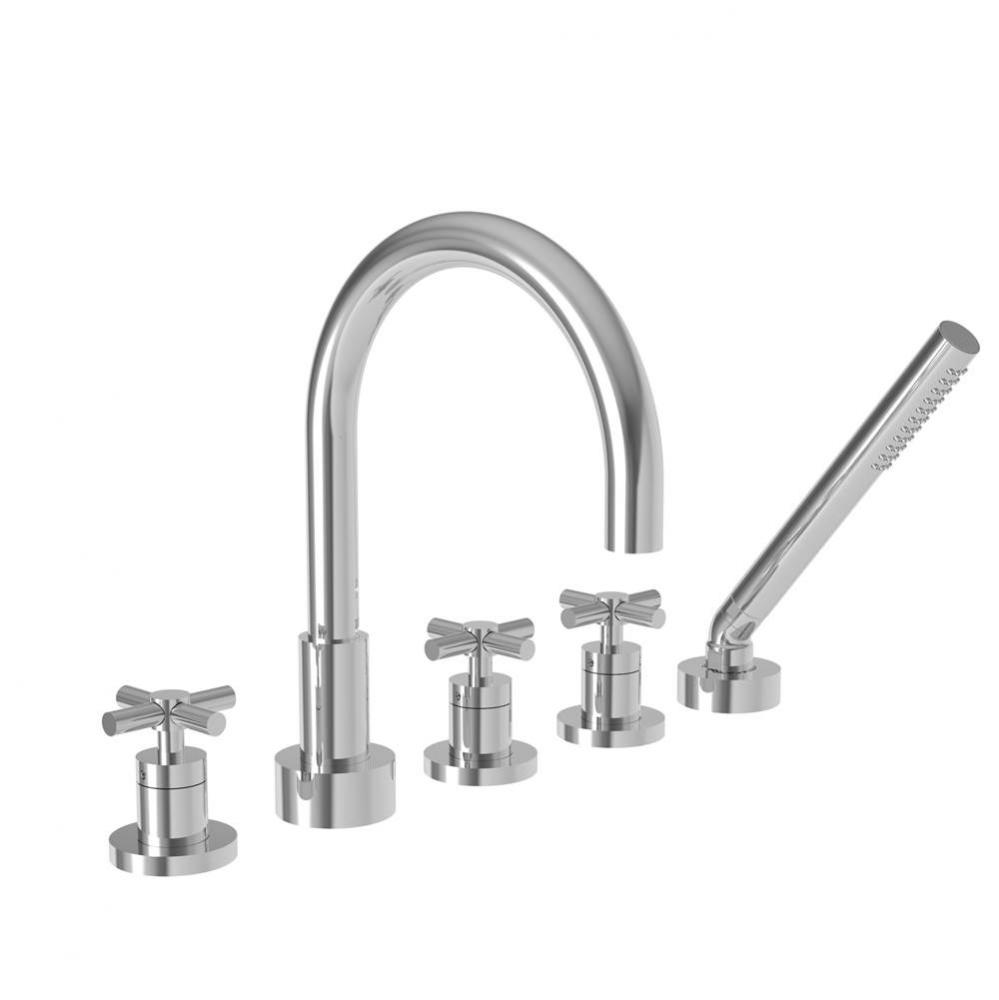 East Linear Roman Tub Faucet with Hand Shower