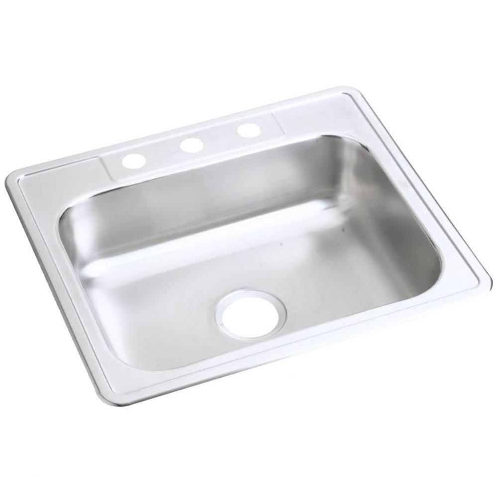 Dayton Stainless Steel 25'' x 22'' x 6-9/16'', 5-Hole Single Bowl Dr