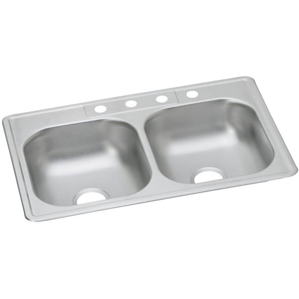 Dayton Stainless Steel 33'' x 22'' x 6-9/16'', 2-Hole Equal Double B