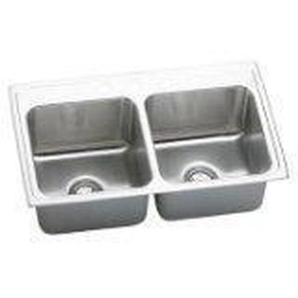 18 Gauge 33'' X 19.5'' X 10.125'' Double Bowl Kitchen Sink