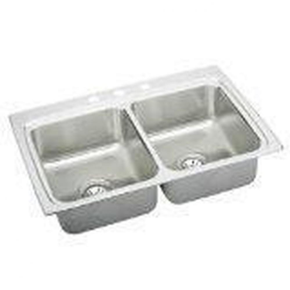 18 Gauge 33'' X 22'' X 10.125'' Double Bowl Kitchen Sink