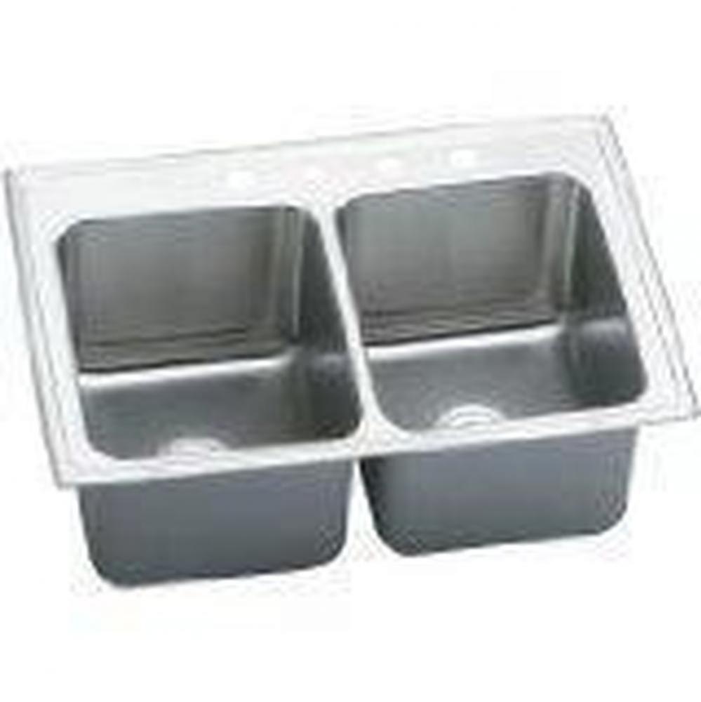 18 Gauge 33'' X 22'' X 12.125'' Double Bowl Kitchen Sink