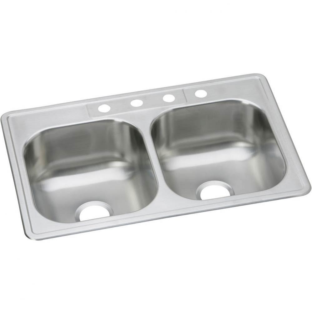 Dayton Stainless Steel 33'' x 22'' x 8-1/16'', 2-Hole Equal Double B