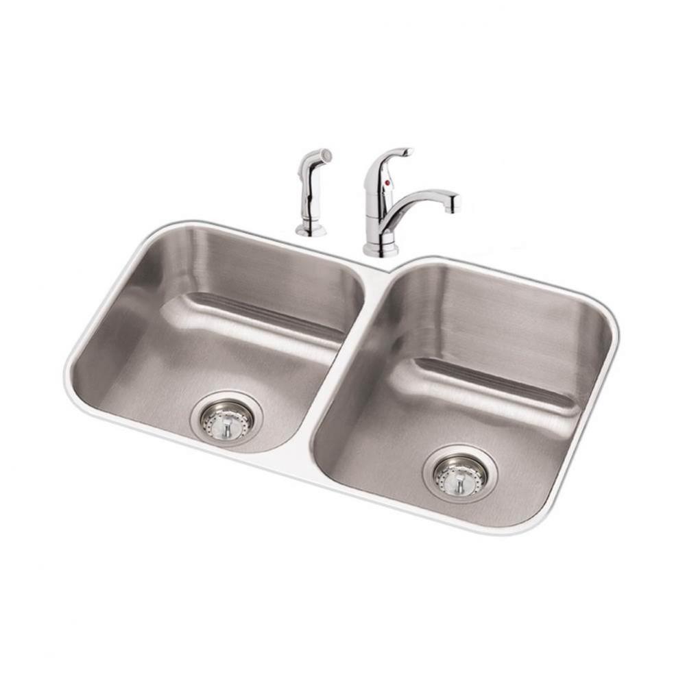 Dayton Stainless Steel 31-3/4'' x 20-1/2'' x 10'', 40/60 Double Bowl